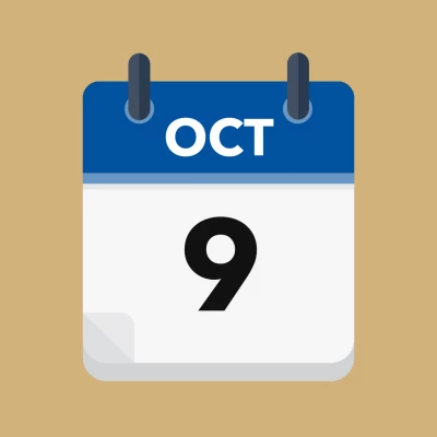 Calendar icon showing 9th October