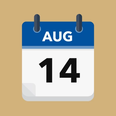 Calendar icon showing 14th August
