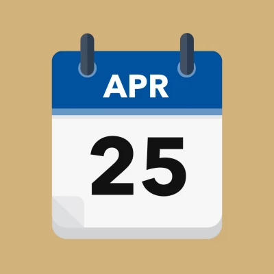 Calendar icon showing 25th April