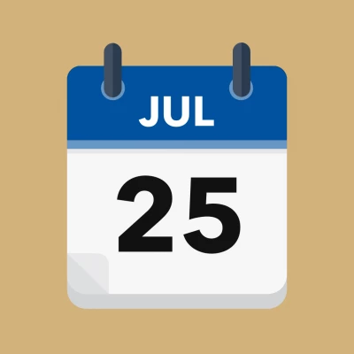 Calendar icon showing 25th July