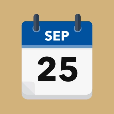 Calendar icon showing 25th September