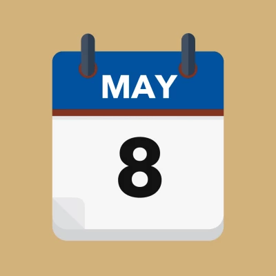 Calendar icon showing 8th May