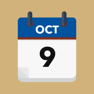 Calendar icon showing 9th October