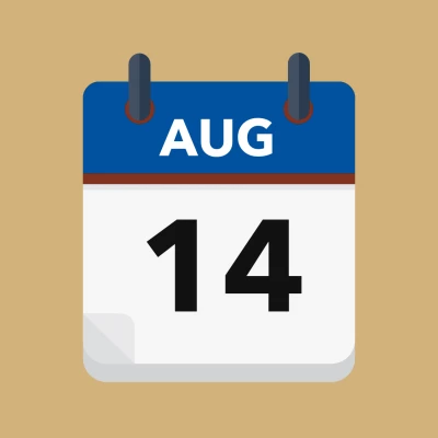 Calendar icon showing 14th August