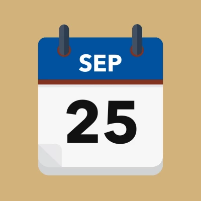 Calendar icon showing 25th September